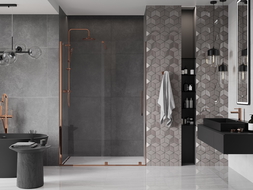 Mexen Velar ușă de duș culisantă 140 cm, transparent, Roz-auriu - 871-140-000-01-60