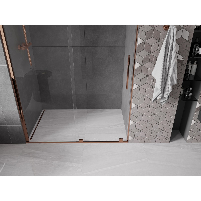 Mexen Velar uși de duș glisante 150 cm, transparente, aur roz - 871-150-000-01-60