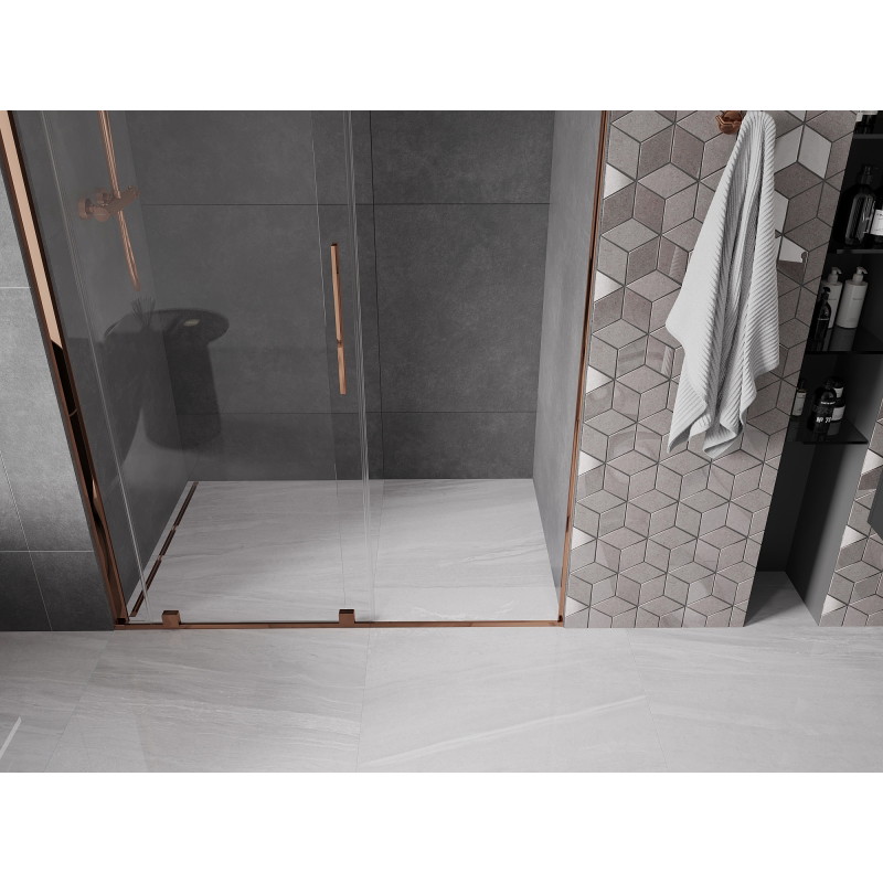 Mexen Velar uși de duș glisante 150 cm, transparente, aur roz - 871-150-000-01-60
