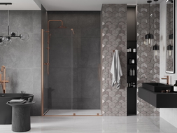 Mexen Velar ușă de duș culisantă 140 cm, transparent, Cupru cu aspect periat - 871-140-000-01-65