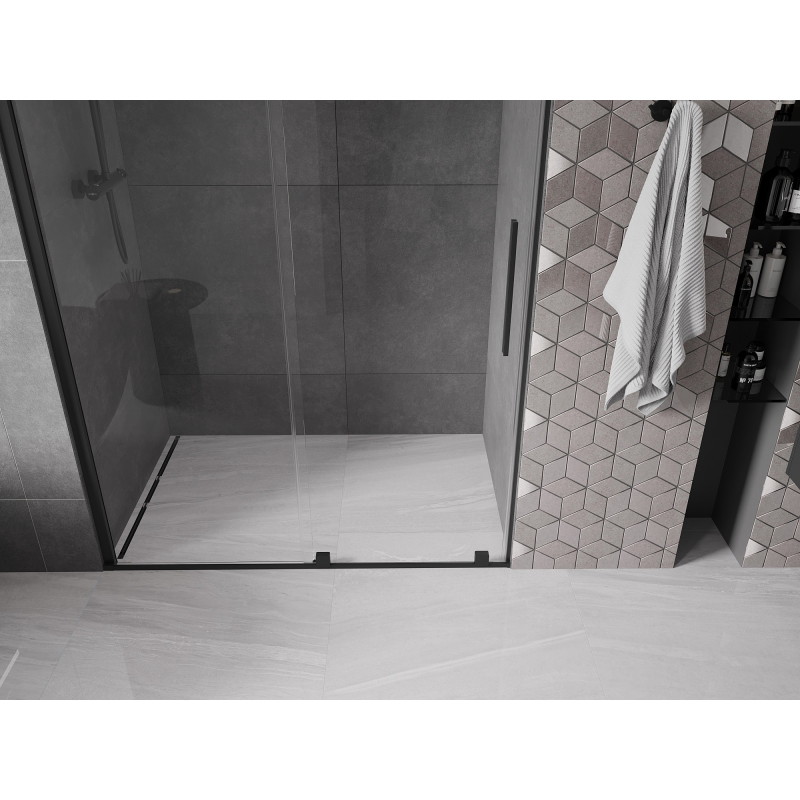 Mexen Velar ușă de duș glisantă 140 cm, transparentă, neagră - 871-140-000-01-70