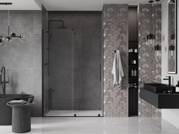 Mexen Velar ușă de duș glisantă 140 cm, transparentă, neagră - 871-140-000-01-70