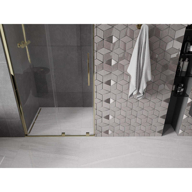 Mexen Velar uși de duș glisante 110 cm, transparente, aurii - 871-110-000-01-50