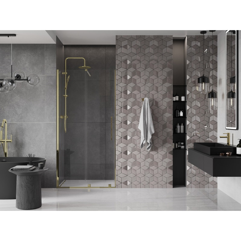 Mexen Velar uși de duș glisante 110 cm, transparente, aurii - 871-110-000-01-50