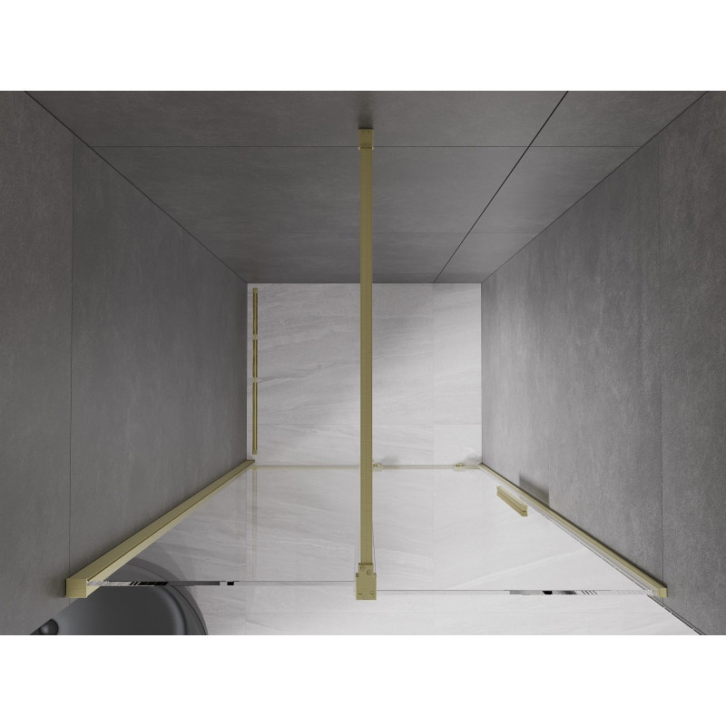 Mexen Velar 90 cm-es tolóajtós zuhanyajtó, átlátszó, arany kefélt felülettel - 871-090-000-01-55