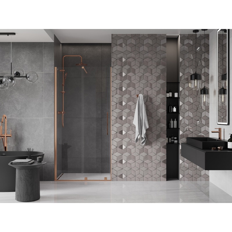 Mexen Velar uşi de duș glisante 110 cm, transparente, cupru periat - 871-110-000-01-65