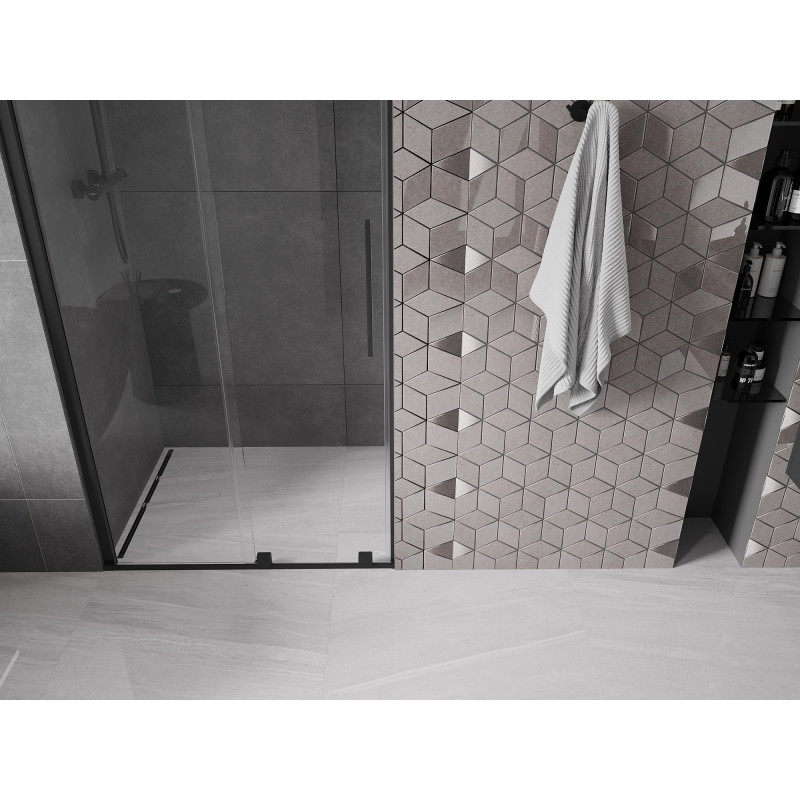 Mexen Velar uși de duș glisante 90 cm, transparente, negre - 871-090-000-01-70
