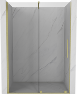 Mexen Velar toló zuhanyajtó 130 cm, átlátszó, arany kefe - 871-130-000-01-55