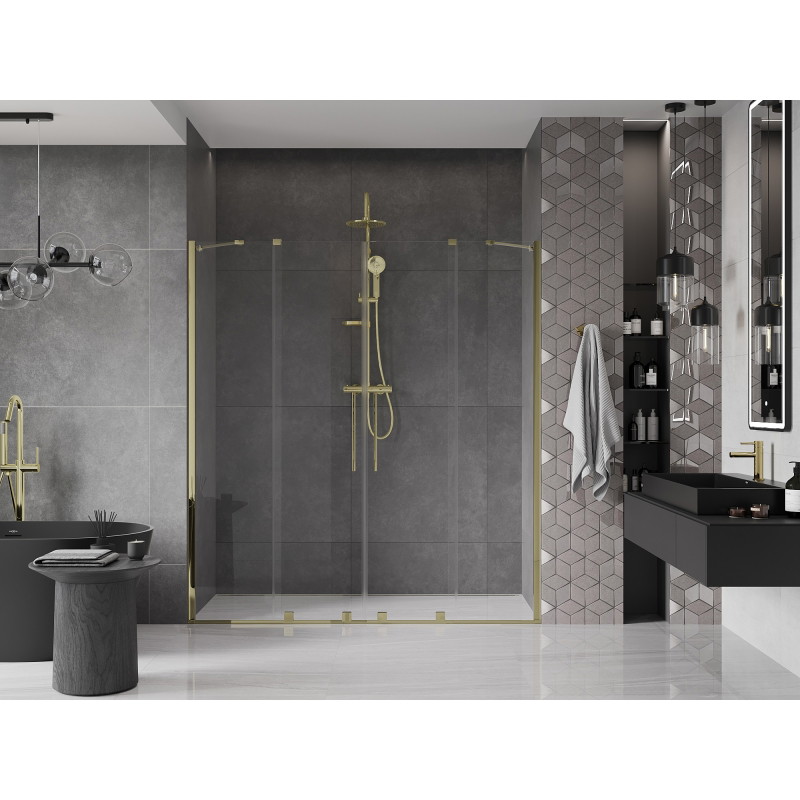 Mexen Velar Duo uși de duș glisante 170 cm, transparent, auriu - 871-170-000-02-50