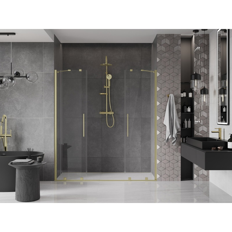 Mexen Velar Ușă dublă de duș culisantă 170 cm, transparentă, auriu periat - 871-170-000-02-55