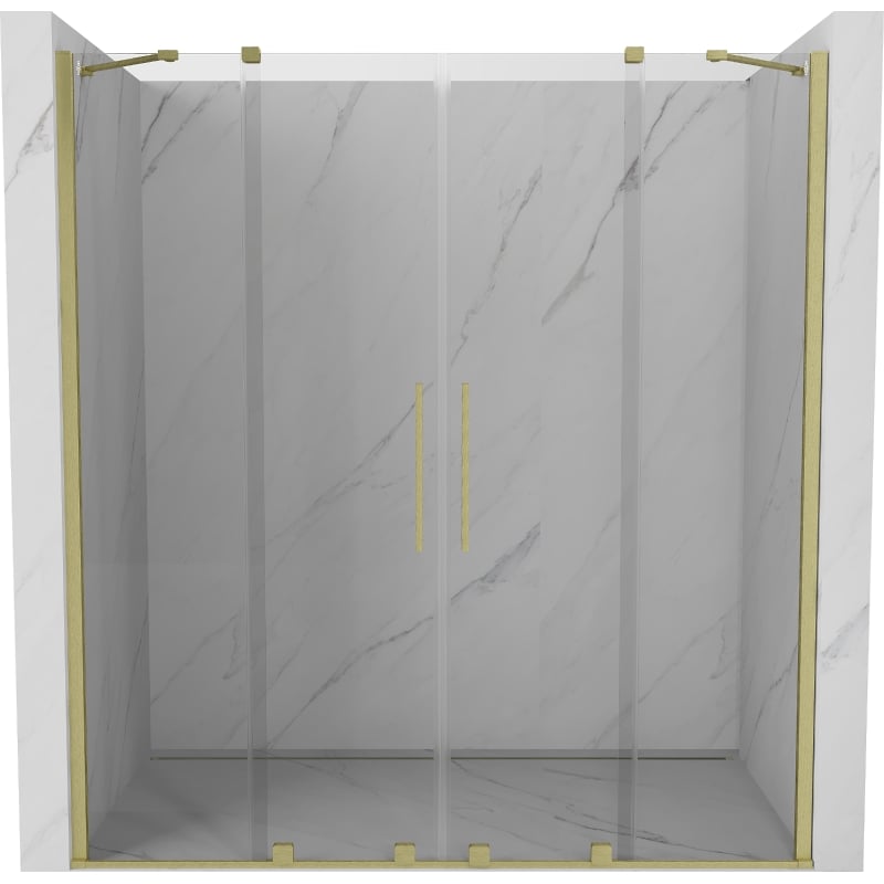 Mexen Velar Duo uși de duș glisante 180 cm, transparente, aurii periate - 871-180-000-02-55
