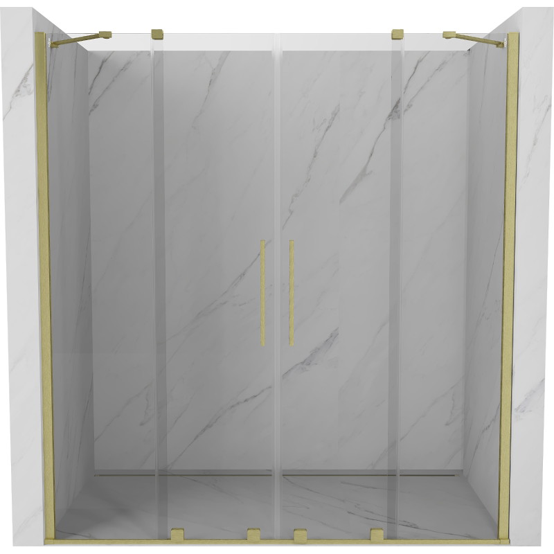 Mexen Velar Duo uși de duș glisante 180 cm, transparente, auriu periat - 871-180-000-02-55