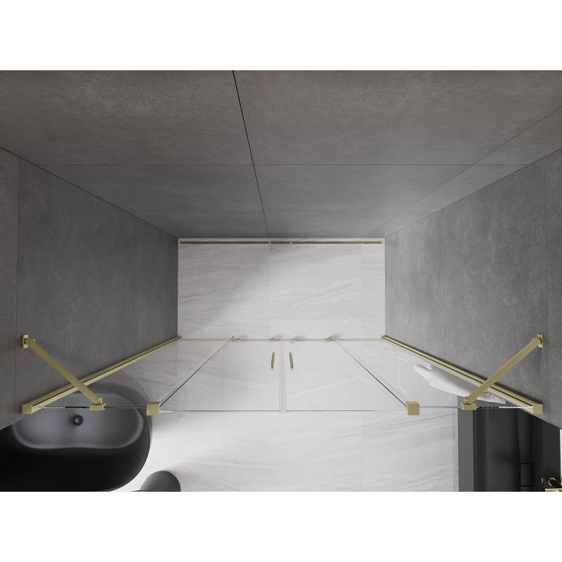 Mexen Velar Duo toló zuhanyajtó 200 cm, átlátszó, arany szálcsiszolt - 871-200-000-02-55