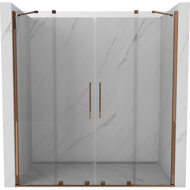 Mexen Velar Duo uși de duș glisante 180 cm, transparent, aur roz - 871-180-000-02-60