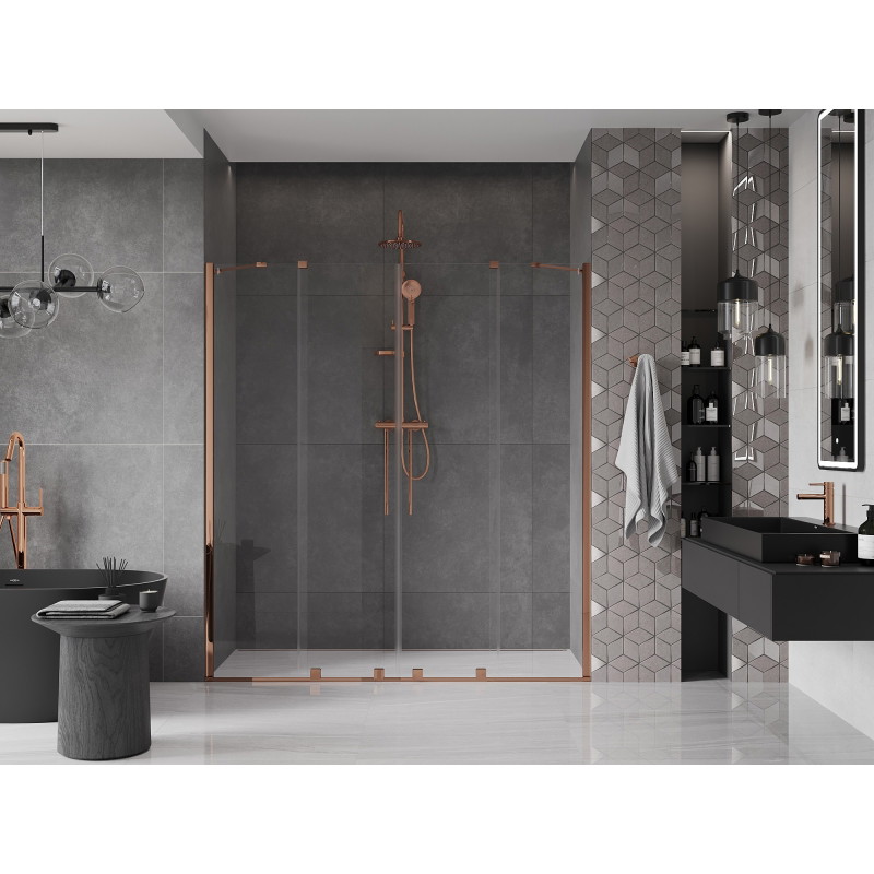 Mexen Velar Set de uși de duș glisante 180 cm, transparent, aur roz - 871-180-000-02-60
