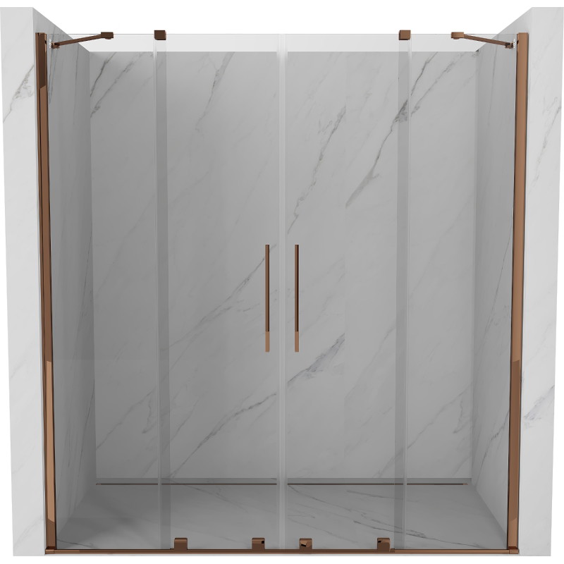 Mexen Velar Duo uși de duș glisante 200 cm, transparente, aur roz - 871-200-000-02-60