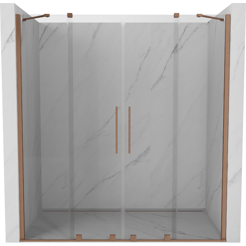 Mexen Velar Duo uși de duș glisante 170 cm, transparent, cupru periat - 871-170-000-02-65