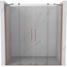 Mexen Velar Duo ușă de duș culisantă 200 cm, transparent, Cupru cu aspect periat - 871-200-000-02-65