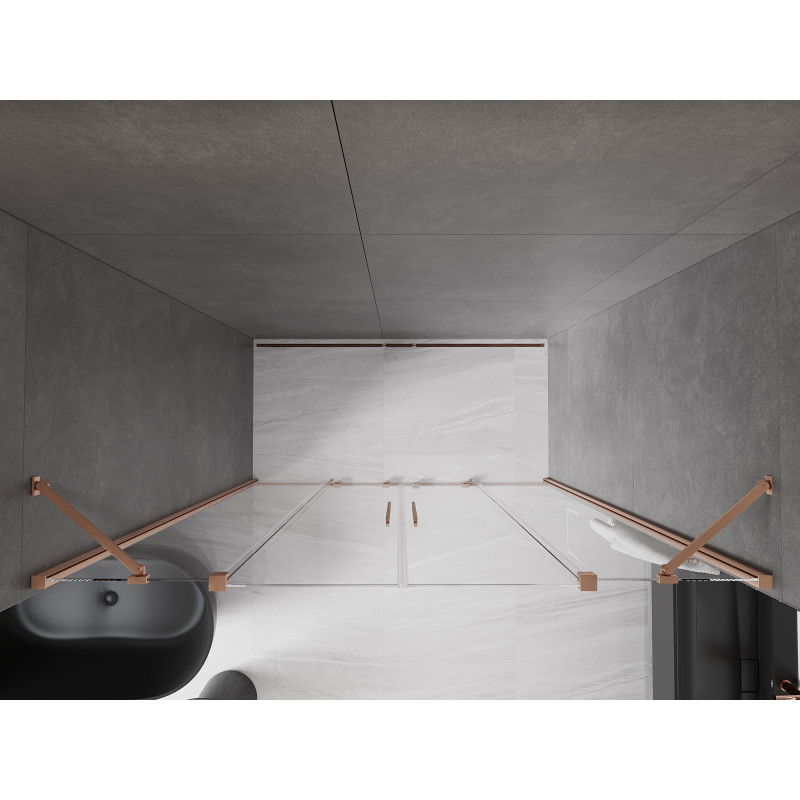 Mexen Velar Duo uși de duș glisante 200 cm, transparent, cupru periat - 871-200-000-02-65