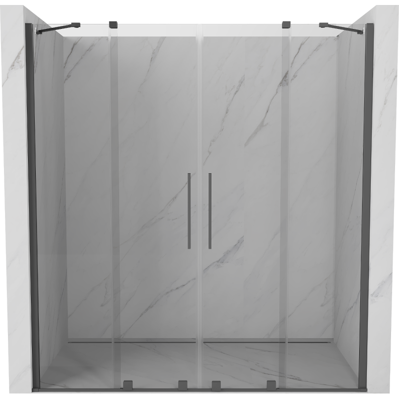 Mexen Velar Duo uși de duș glisante 180 cm, transparent, gri pistol periat - 871-180-000-02-66