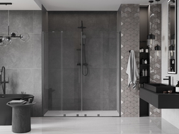 Mexen Velar Duo ușă de duș culisantă 180 cm, transparent, gun gray cu aspect periat - 871-180-000-02-66