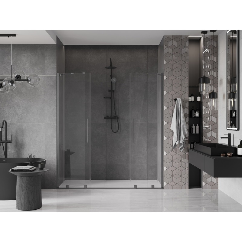Mexen Velar Uși duș culisante Duo 200 cm, transparente, gri armă periat - 871-200-000-02-66