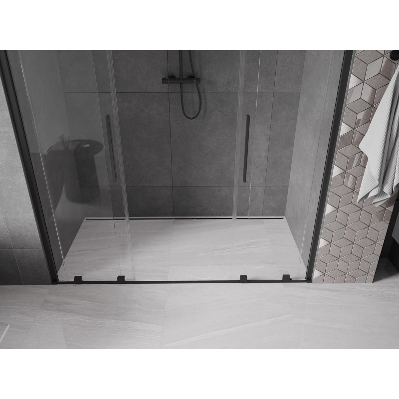 Mexen Velar Duo uși de duș glisante 170 cm, transparent, negre - 871-170-000-02-70