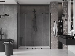 Mexen Velar Duo ușă de duș culisantă 180 cm, transparent, neagră - 871-180-000-02-70