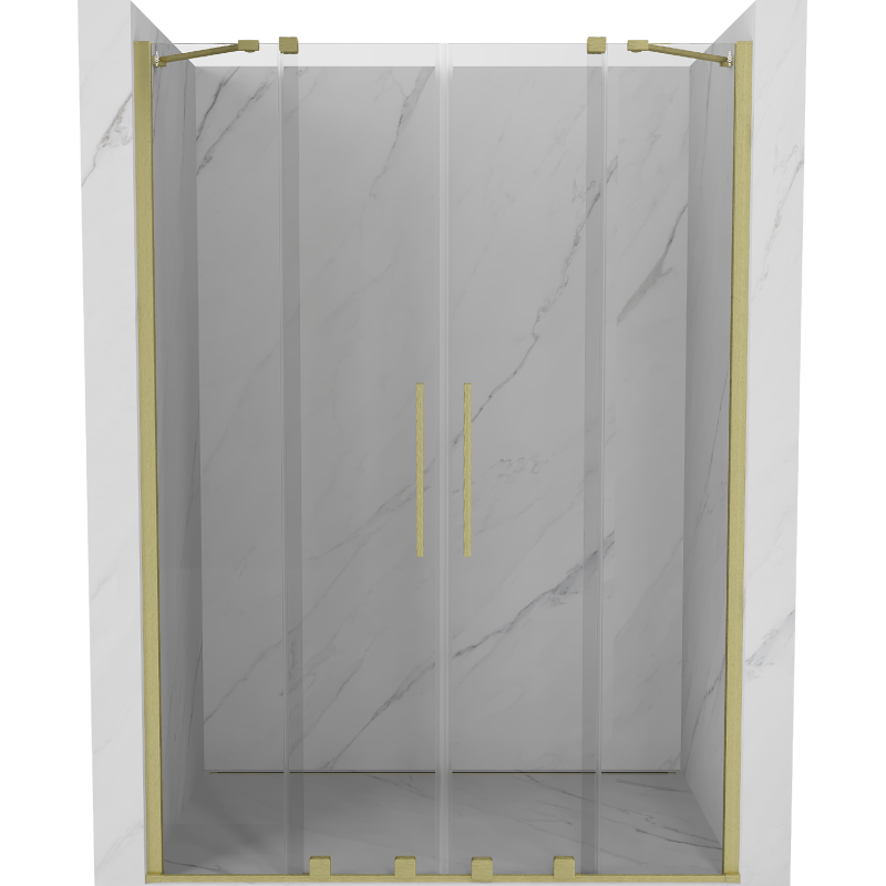 Mexen Velar Duo ușă de duș culisantă 140 cm, transparent, auriu cu aspect periat - 871-140-000-02-55