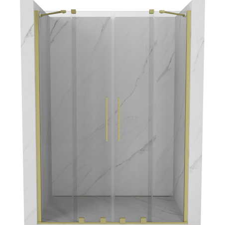 Mexen Velar Duo ușă de duș culisantă 140 cm, transparent, auriu cu aspect periat - 871-140-000-02-55
