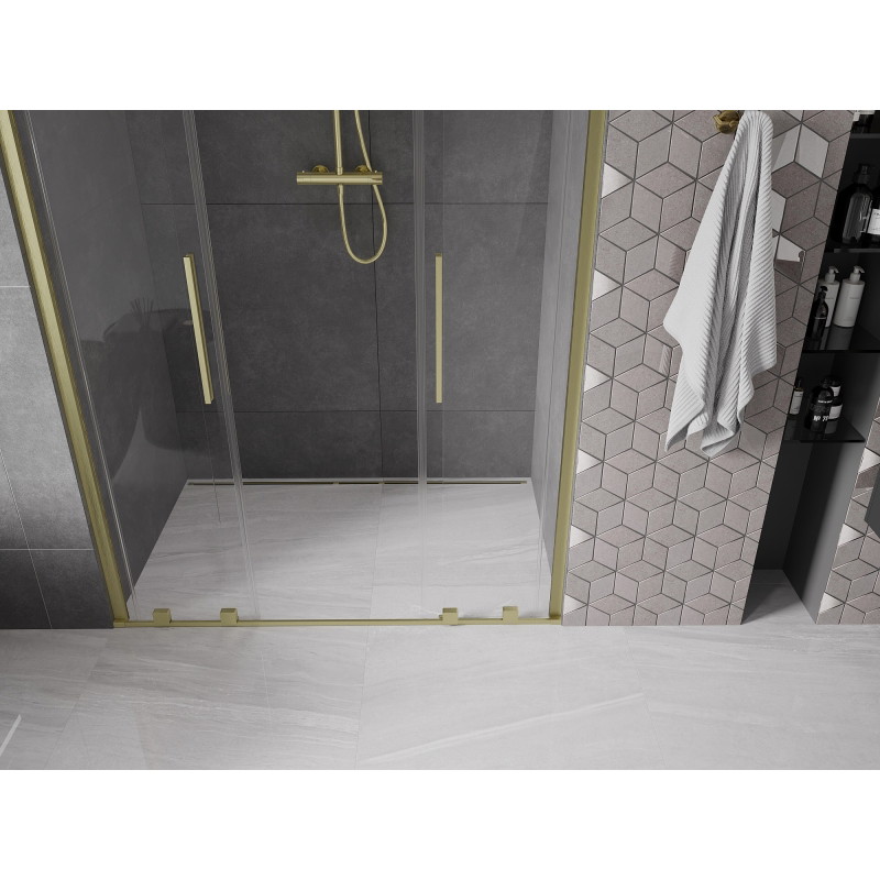 Mexen Velar Duo uși de duș glisante 150 cm, transparent, auriu periat - 871-150-000-02-55