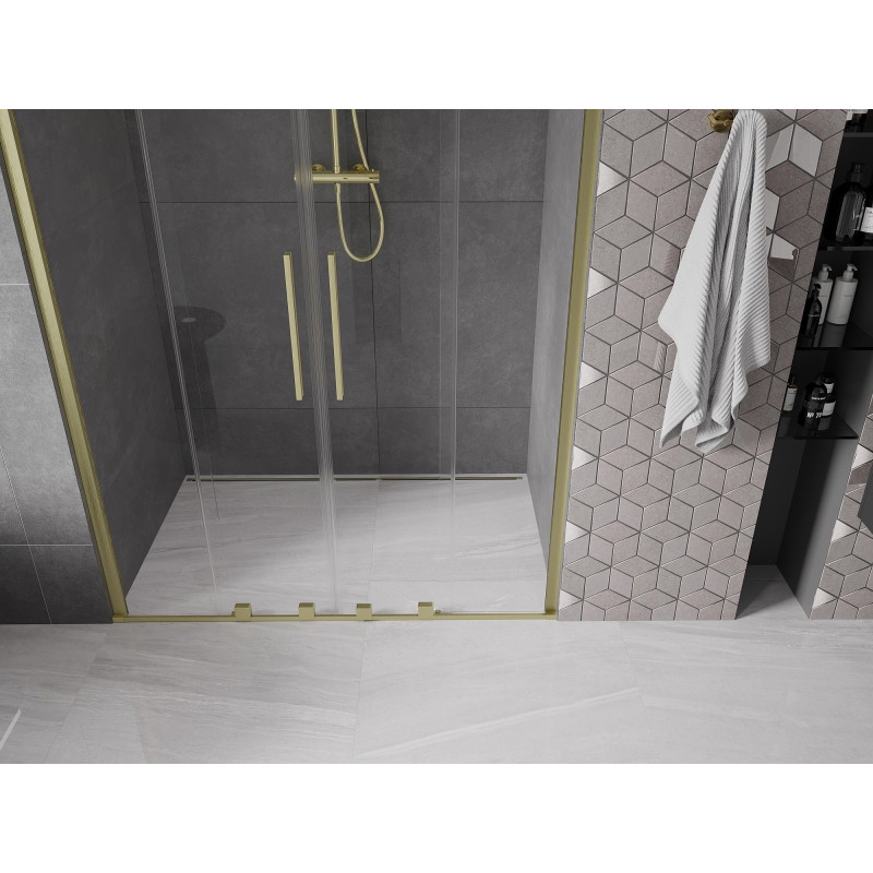 Mexen Velar Uși de duș glisante Duo 160 cm, transparent, aurii periate - 871-160-000-02-55
