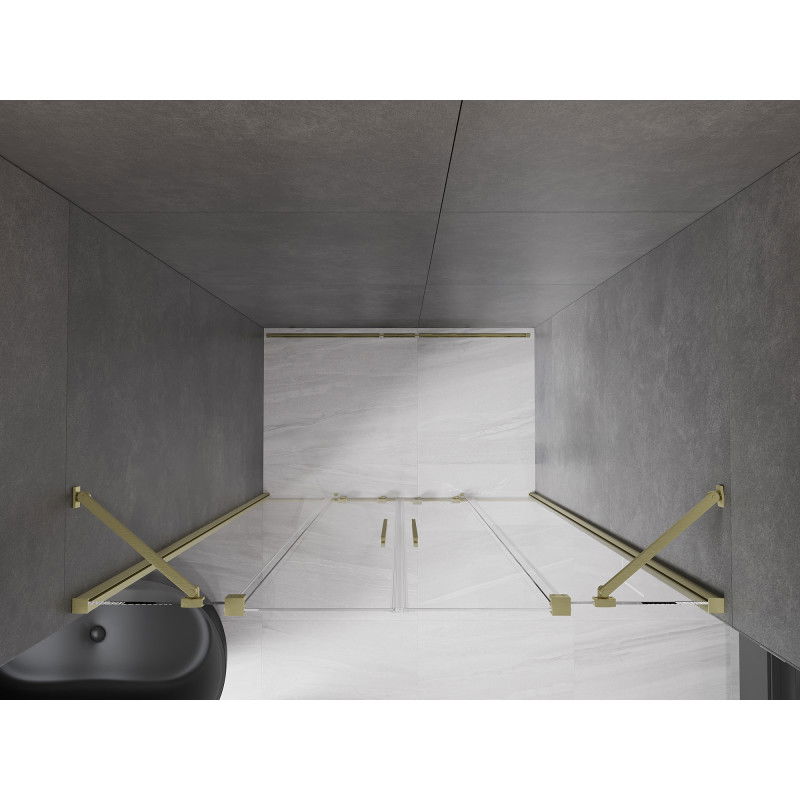 Mexen Velar Duo uși de duș glisante 160 cm, transparente, aurii periate - 871-160-000-02-55