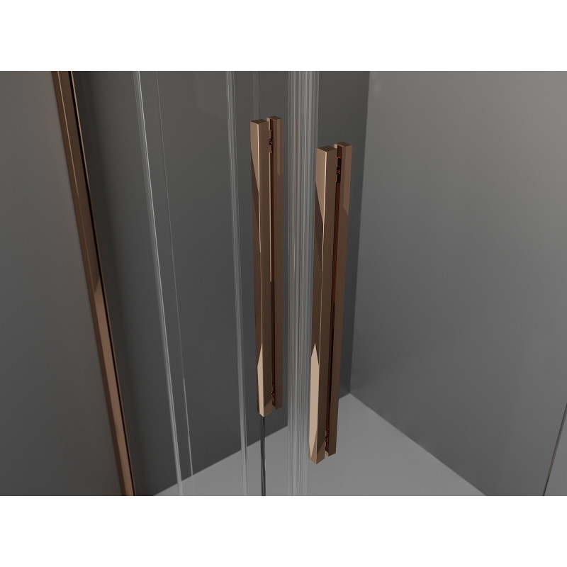 Mexen Velar Duo tolóajtós zuhanyajtó 140 cm, átlátszó, rózsaarany - 871-140-000-02-60