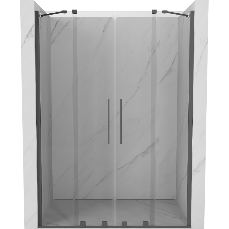 Mexen Velar Duo ușă de duș culisantă 140 cm, transparent, gun gray cu aspect periat - 871-140-000-02-66