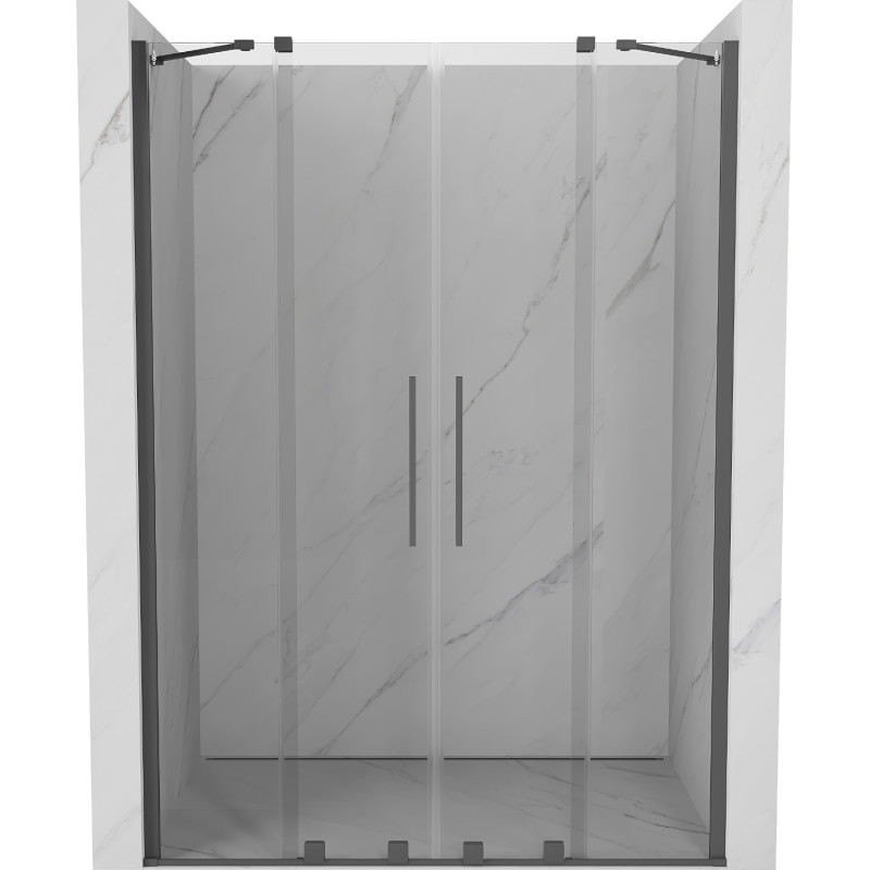 Mexen Velar Duo uși de duș glisante 140 cm, transparent, gri armă periat - 871-140-000-02-66