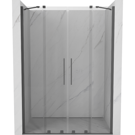Mexen Velar Duo uși de duș culisante 150 cm, transparent, gri armă periat - 871-150-000-02-66