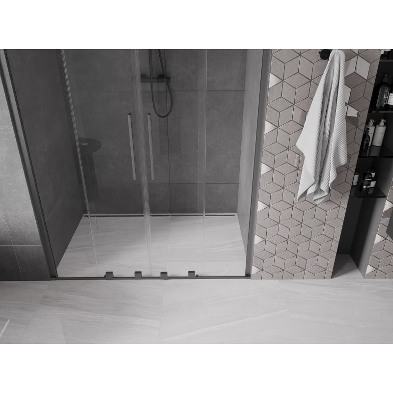 Mexen Velar Duo Zuhanyajtó Toló 160 cm, átlátszó, gun gray csiszolt - 871-160-000-02-66