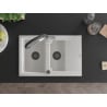 Mexen Gaspar Chiuvetă de granit de 1,5 compartiment cu picurător și baterie de bucătărie Duo, Albă - 6507-20-671701-07-B