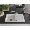 Mexen Pablo chiuvetă de granit cu un compartiment, cu picurător și baterie de bucătărie Duo, Albă - 6510-20-671701-07-B