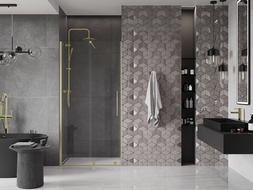 Mexen Velar ușă de duș culisantă 100 cm, transparent, auriu cu aspect periat - 871-100-000-01-55