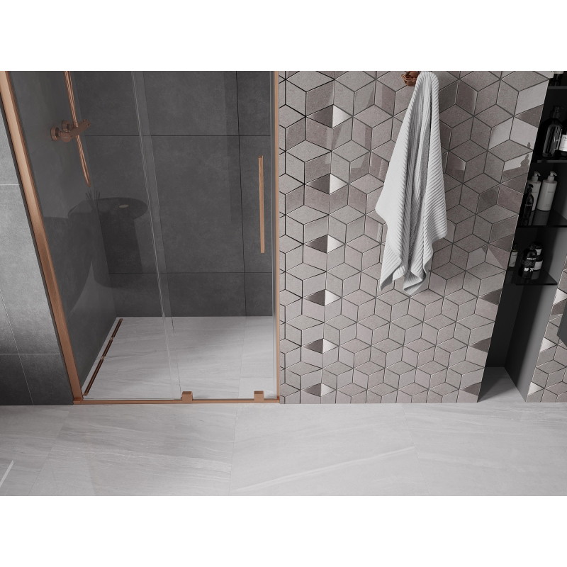 Mexen Velar ușă de duș glisantă 110 cm, transparent, aur roz - 871-110-000-01-60