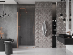 Mexen Velar ușă de duș culisantă 90 cm, transparent, Roz-auriu - 871-090-000-01-60