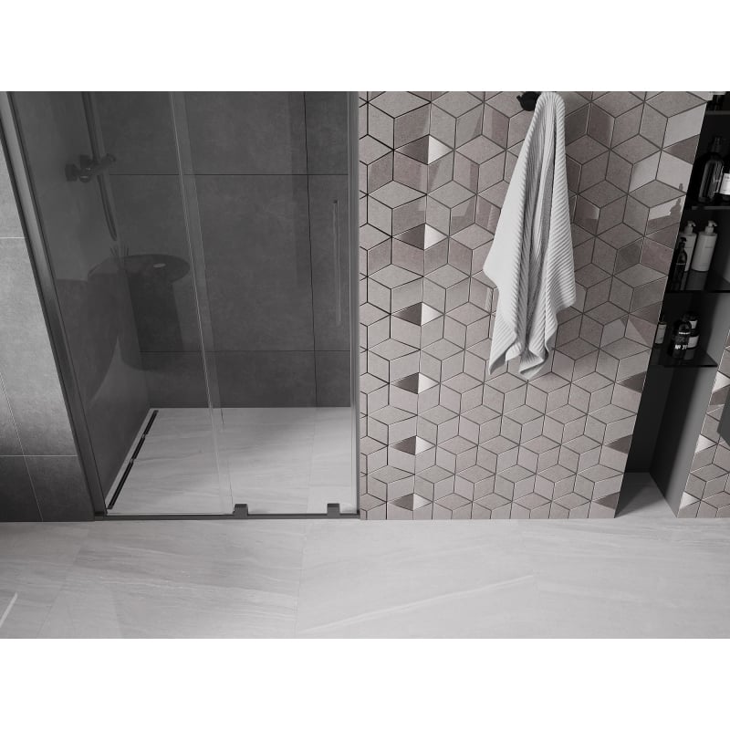 Mexen Velar uși de duș glisante 90 cm, transparent, gri armă periat - 871-090-000-01-66