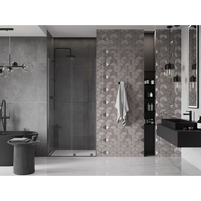 Mexen Velar uși de duș glisante 120 cm, transparent, gri mat periat - 871-120-000-01-66