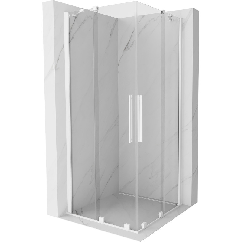 Mexen Velar Cabină de duș Duo cu uși glisante 80 x 80 cm, transparentă, albă - 871-080-080-02-20