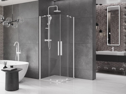 Mexen Velar Duo elhúzható zuhanykabin 80 x 80 cm, átlátszó, fehér - 871-080-080-02-20