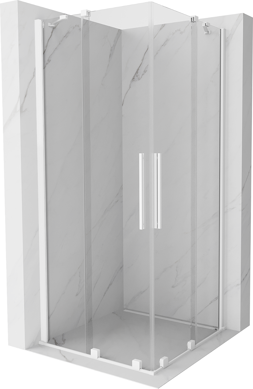 Mexen Velar Duo cabină de duș extensibilă 100 x 100 cm, transparent, albă - 871-100-100-02-20