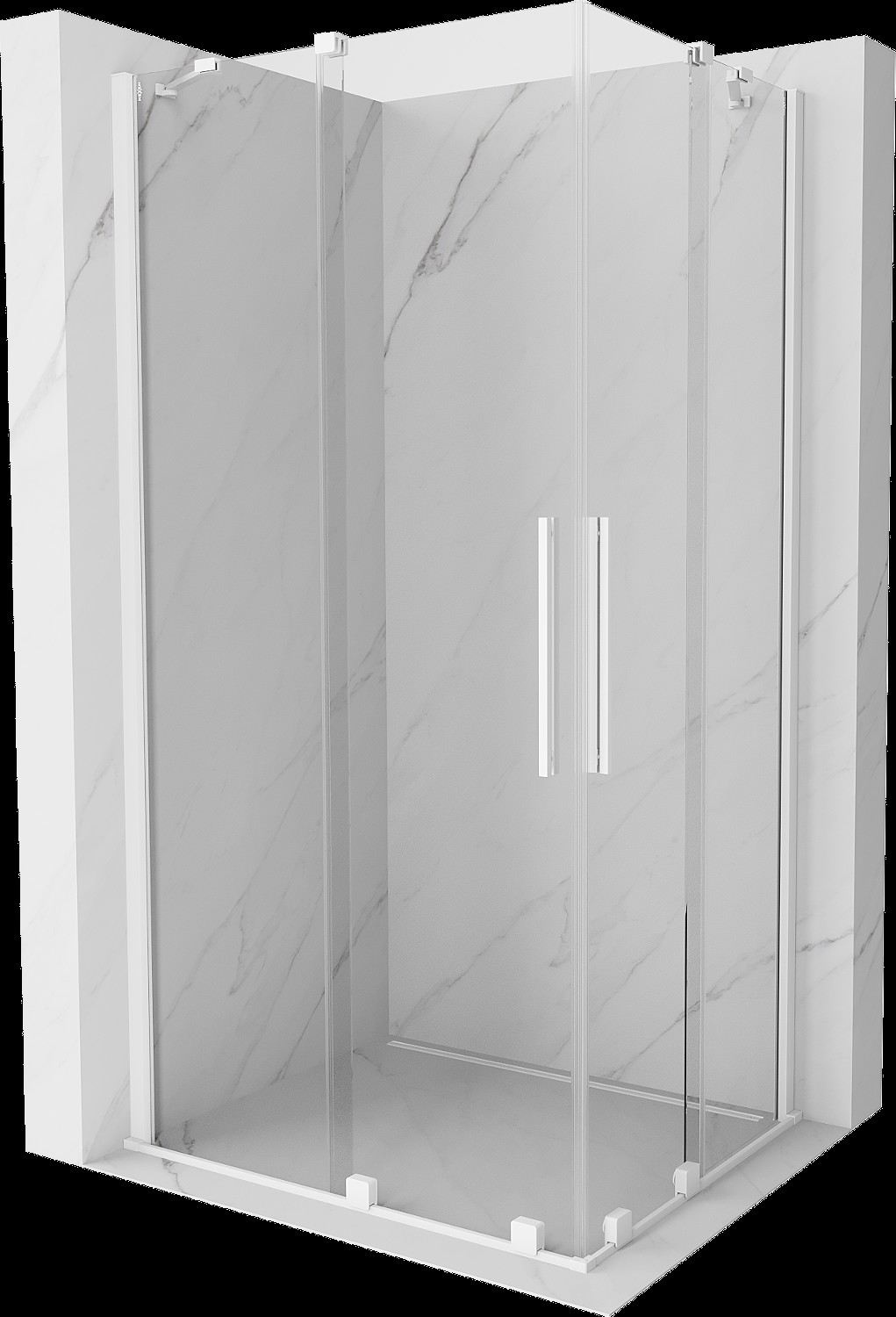 Mexen Velar Duo cabină de duș extensibilă 90 x 80 cm, transparent, albă - 871-090-080-02-20