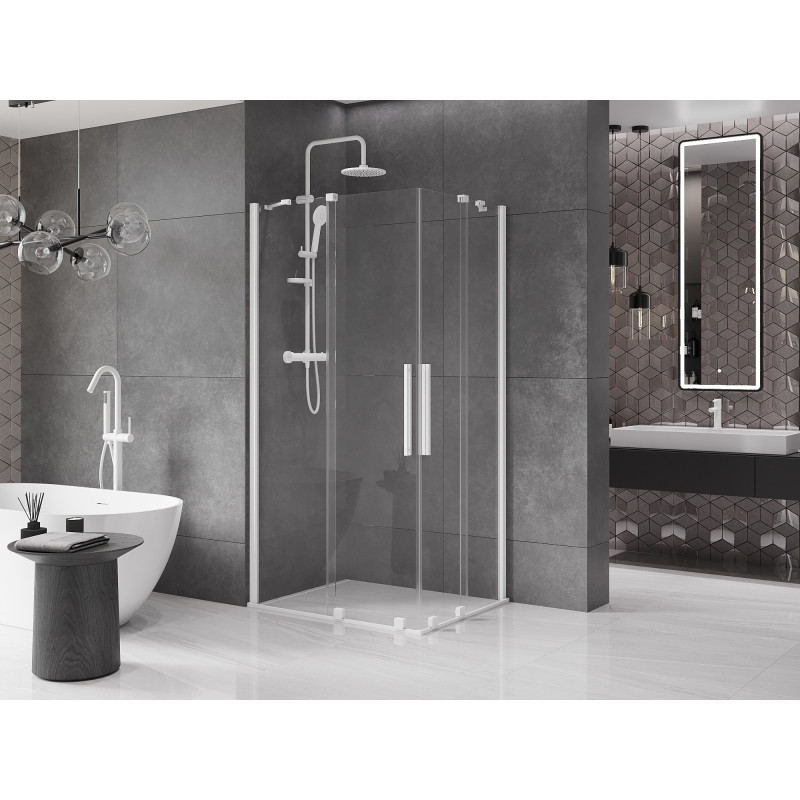Mexen Velar Duo cabină de duș culisantă 90 x 80 cm, transparentă, albă - 871-090-080-02-20